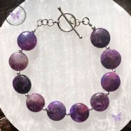 Lepidolite Coin Bracelet with Silver Toggle Clasp